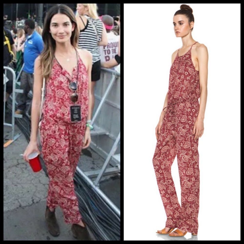 💕ISABEL MARANT💕 ETOILE Seth Jumpsuit Red Floral Print 38 Sleeveless Boho Chic
